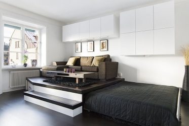 Zoneamento da sala de estar e quarto na mesma sala (235+ Design Photos): use o espaço com benefício e conveniência