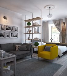 Zoneamento da sala de estar e quarto na mesma sala (235+ Design Photos): use o espaço com benefício e conveniência
