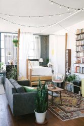 Zoneamento da sala de estar e quarto na mesma sala (235+ Design Photos): use o espaço com benefício e conveniência