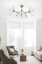 Crie uma bela iluminação (150 + Foto): lustres de cristal no interior da sala e quarto (teto, pendurado, clássico)