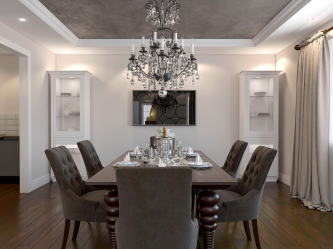 Crie uma bela iluminação (150 + Foto): lustres de cristal no interior da sala e quarto (teto, pendurado, clássico)