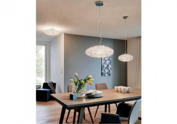Crie uma bela iluminação (150 + Foto): lustres de cristal no interior da sala e quarto (teto, pendurado, clássico)