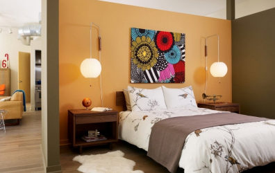 Como fazer espaço no quarto acima da cama: colocação de pinturas pelo Feng Shui. 170+ (Fotos) acentos brilhantes e elegantes