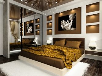 Como fazer espaço no quarto acima da cama: colocação de pinturas pelo Feng Shui. 170+ (Fotos) acentos brilhantes e elegantes