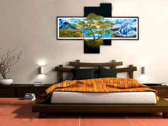 Como fazer espaço no quarto acima da cama: colocação de pinturas pelo Feng Shui. 170+ (Fotos) acentos brilhantes e elegantes