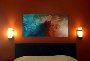 Como fazer espaço no quarto acima da cama: colocação de pinturas pelo Feng Shui. 170+ (Fotos) acentos brilhantes e elegantes