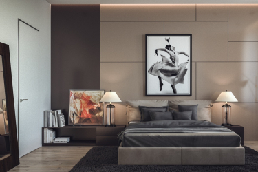 Como fazer espaço no quarto acima da cama: colocação de pinturas pelo Feng Shui. 170+ (Fotos) acentos brilhantes e elegantes