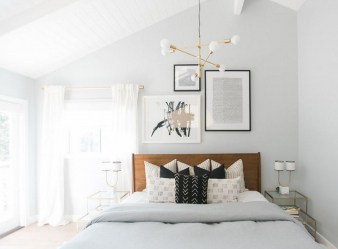 Como fazer espaço no quarto acima da cama: colocação de pinturas pelo Feng Shui. 170+ (Fotos) acentos brilhantes e elegantes