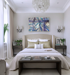 Como fazer espaço no quarto acima da cama: colocação de pinturas pelo Feng Shui. 170+ (Fotos) acentos brilhantes e elegantes
