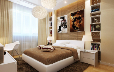 Como fazer espaço no quarto acima da cama: colocação de pinturas pelo Feng Shui. 170+ (Fotos) acentos brilhantes e elegantes