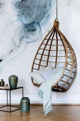เก้าอี้ที่ถูกระงับจากหวายธรรมชาติและประดิษฐ์: 195+ ตัวเลือกภาพ (หวาย, macrame, พร้อมฝาครอบ)