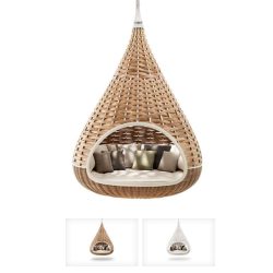 เก้าอี้ที่ถูกระงับจากหวายธรรมชาติและประดิษฐ์: 195+ ตัวเลือกภาพ (หวาย, macrame, พร้อมฝาครอบ)
