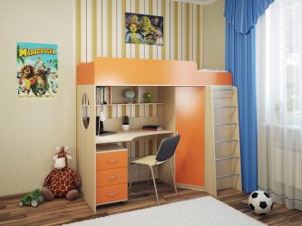 Cama de sótão com uma área de trabalho (mais de 165 fotos): idéias originais para quartos pequenos