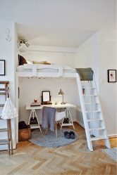 Cama de sótão com uma área de trabalho (mais de 165 fotos): idéias originais para quartos pequenos