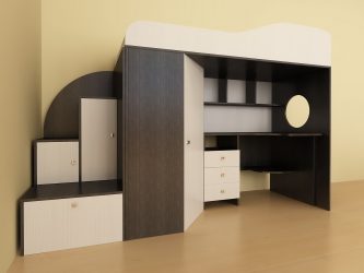 Cama de sótão com uma área de trabalho (mais de 165 fotos): idéias originais para quartos pequenos