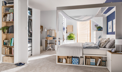 Design de cama de luxo com um dossel para o conforto romântico. 160+ (Fotos) para quartos para adultos e crianças (+ Avaliações)