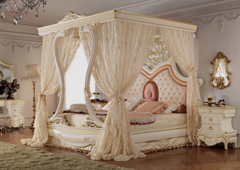 Design de cama de luxo com um dossel para o conforto romântico. 160+ (Fotos) para quartos para adultos e crianças (+ Avaliações)