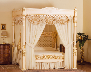 Design de cama de luxo com um dossel para o conforto romântico. 160+ (Fotos) para quartos para adultos e crianças (+ Avaliações)