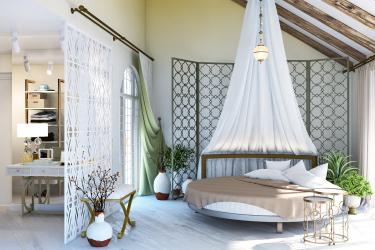 Design de cama de luxo com um dossel para o conforto romântico. 160+ (Fotos) para quartos para adultos e crianças (+ Avaliações)