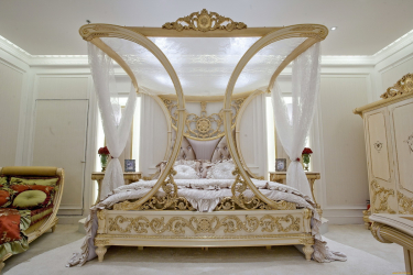 Design de cama de luxo com um dossel para o conforto romântico. 160+ (Fotos) para quartos para adultos e crianças (+ Avaliações)