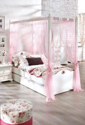 Design de cama de luxo com um dossel para o conforto romântico. 160+ (Fotos) para quartos para adultos e crianças (+ Avaliações)