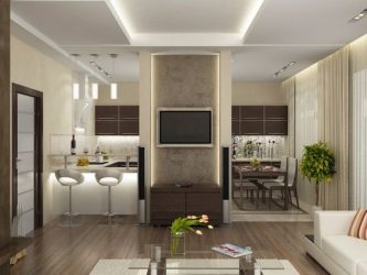 Interior da cozinha combinado com a sala de estar (mais de 180 fotos): truques de design e segredos de posicionamento