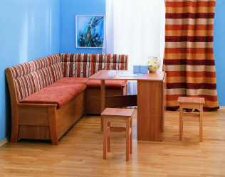 O conforto começa com uma kitchenette: mais de 140 Ideias Fotográficas para a cozinha (pequena, esquina, com um local para dormir)