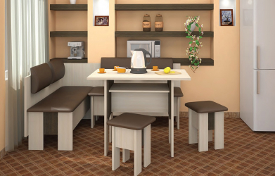 O conforto começa com uma kitchenette: mais de 140 Ideias Fotográficas para a cozinha (pequena, esquina, com um local para dormir)