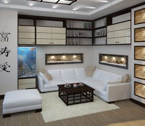 Design do apartamento no estilo japonês: Acalme sua casa. 220+ (Fotos) Interiores em quartos diferentes (cozinha, sala de estar, banheiro)