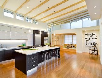 Design do apartamento no estilo japonês: Acalme sua casa. 220+ (Fotos) Interiores em quartos diferentes (cozinha, sala de estar, banheiro)