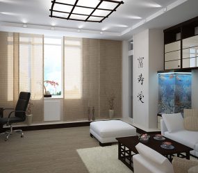 Design do apartamento no estilo japonês: Acalme sua casa. 220+ (Fotos) Interiores em quartos diferentes (cozinha, sala de estar, banheiro)