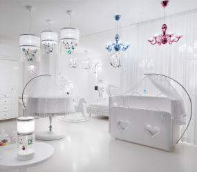 Como escolher um candelabro e lâmpadas no berçário para o menino e para a menina? (180 + Photo Ceiling, LED e Incomum)