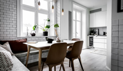 Área de jantar na cozinha: Zoneamento, Luz e Acabamento.Como selecionar e projetar usando idéias simples? (170 + fotos)