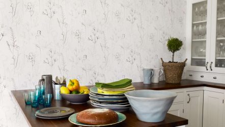 Papel de parede moderno para a cozinha (240 + Foto): Catálogo de idéias