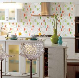 Papel de parede moderno para a cozinha (240 + Foto): Catálogo de idéias