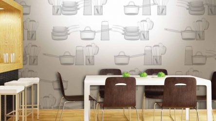 Papel de parede moderno para a cozinha (240 + Foto): Catálogo de idéias