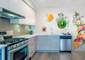 Papel de parede moderno para a cozinha (240 + Foto): Catálogo de idéias