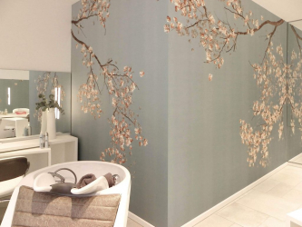 Papel de parede com serigrafia - uma obra de arte em um interior. Design exclusivo de seda 125+ Photo