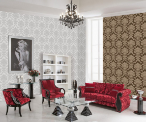 Papel de parede com serigrafia - uma obra de arte em um interior.Design exclusivo de seda 125+ Photo