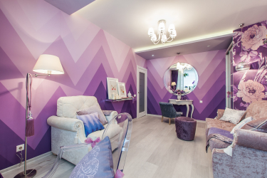 Papel de parede cor lilás na concepção da sala de estar, quarto e outros quartos. Combinações e combinações bem sucedidas (mais de 90 fotos)