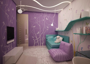 Papel de parede cor lilás na concepção da sala de estar, quarto e outros quartos. Combinações e combinações bem sucedidas (mais de 90 fotos)