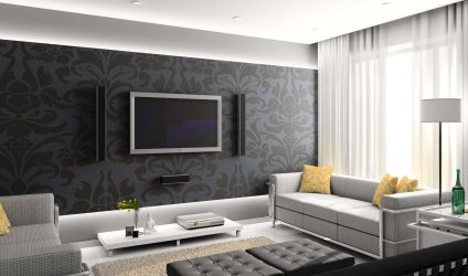 Papéis de parede bonitos na sala de estar: mais de 150 fotos de interiores. Idéias modernas de combinar