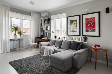 Studio Apartment: Soluções de estilo com elementos decorativos. 205+ Idéias Fotográficas de interior moderno