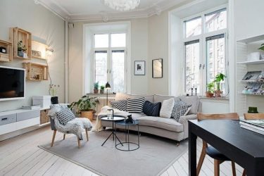 Studio Apartment: Soluções de estilo com elementos decorativos. 205+ Idéias Fotográficas de interior moderno