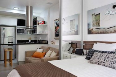 Studio Apartment: Soluções de estilo com elementos decorativos. 205+ Idéias Fotográficas de interior moderno