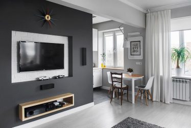 Studio Apartment: Soluções de estilo com elementos decorativos. 205+ Idéias Fotográficas de interior moderno