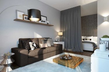 Studio Apartment: Soluções de estilo com elementos decorativos. 205+ Idéias Fotográficas de interior moderno