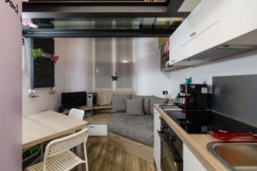 Studio Apartment: Soluções de estilo com elementos decorativos. 205+ Idéias Fotográficas de interior moderno