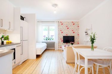 Studio Apartment: Soluções de estilo com elementos decorativos. 205+ Idéias Fotográficas de interior moderno