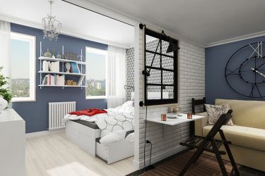 Studio Apartment: Soluções de estilo com elementos decorativos. 205+ Idéias Fotográficas de interior moderno